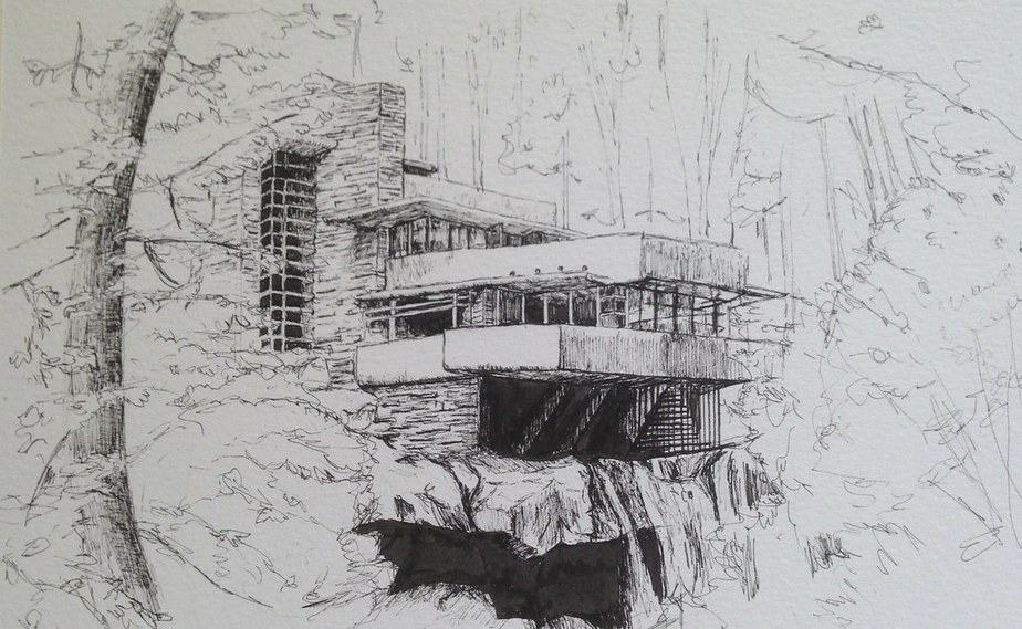 Falling Water Drawing by Calvin Durham  Pixels